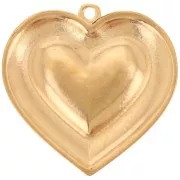 31.5mm heart pendant with stained glass effect epoxy resin - Fine gold plated - Red