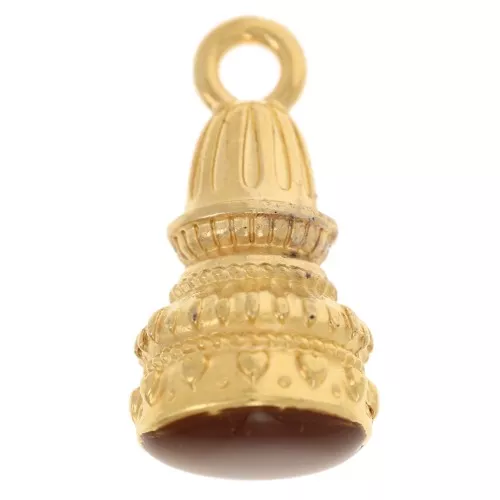 28x13mm Ethnic pendant with epoxy resin - Fine gold plated - Brown x1