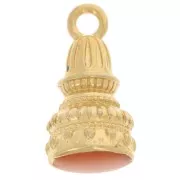 28x13mm Ethnic pendant with epoxy resin - Fine gold plated - Topaz x1