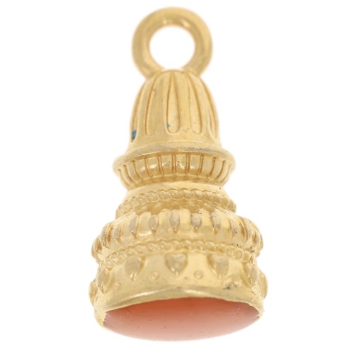 28x13mm Ethnic pendant with epoxy resin - Fine gold plated - Topaz x1