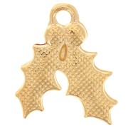15.5x14mm Holly leaf charm epoxy resin - Fine gold plated - Glitter green x1
