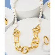 35.5x17.5mm Hammered irregular oval spacer - Fine gold plated x1