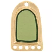 Chandelier pendant 27x17 mm epoxy resin with stained glass effect - Fine gold plated - Green