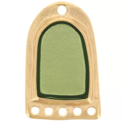 Chandelier pendant 27x17 mm epoxy resin with stained glass effect - Fine gold plated - Green