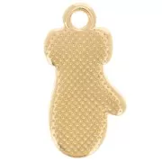 18x9mm Christmas glove charm with epoxy resin - Fine gold plated - Glitter red x1