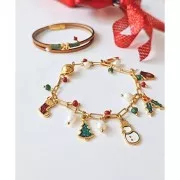 18x9mm Christmas glove charm with epoxy resin - Fine gold plated - Glitter red x1