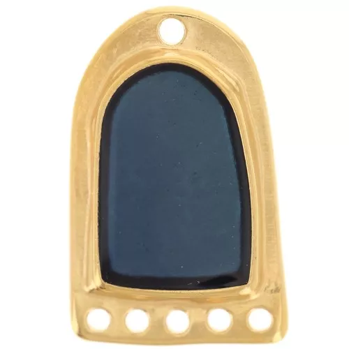 Chandelier pendant 27x17 mm epoxy resin with stained glass effect - Fine gold plated - Blue