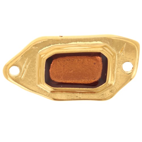 22x11mm Irregular spacer stained glass effect epoxy resin Fine gold plated - Topaz
