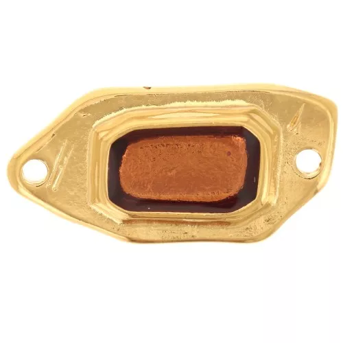 22x11mm Irregular spacer stained glass effect epoxy resin Fine gold plated - Topaz