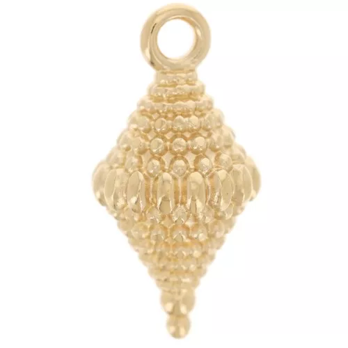 18x9mm Textured ethnic rhombus charm - Fine gold plated x1