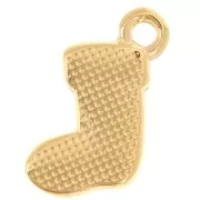 15x9mm Christmas boot charm with epoxy resin - Fine gold plated - Glitter red x1