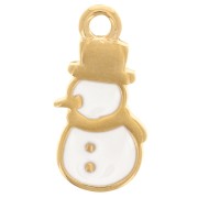 18x9mm Snowman charm with epoxy resin - Fine gold plated - White x1|raw }}