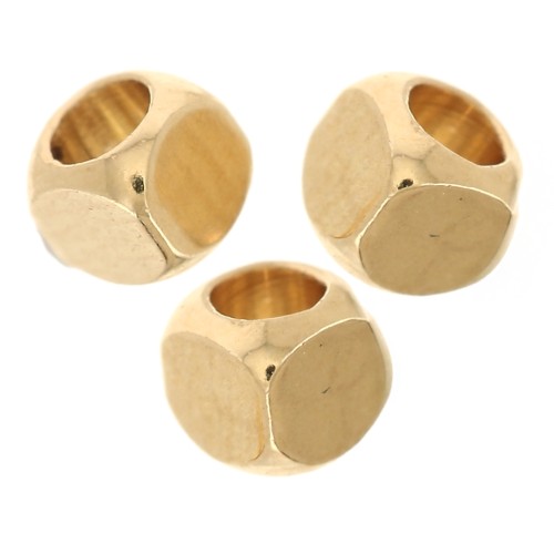 Rounded cube beads 2.5 mm - Fine gold plated x15