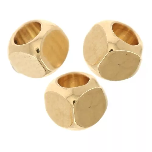 Rounded cube beads 2.5 mm - Fine gold plated x15