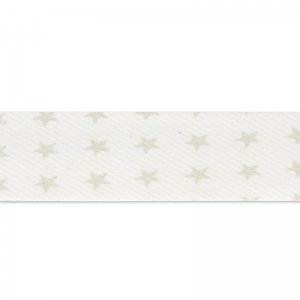 Bias cotton 20 mm White stars greiges x1m