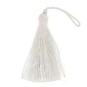 Tassel in silk imitation 70 mm White x1