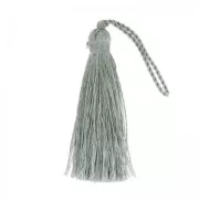Tassel in silk imitation 70 mm Pale grey x1