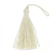 Tassel in silk imitation 70 mm Ivory x1