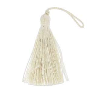 Tassel in silk imitation 70 mm Ivory x1