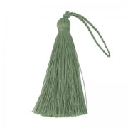 Tassel in silk imitation 70 mm Khaki x1