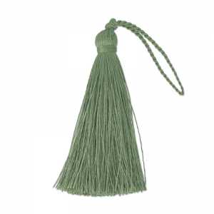 Tassel in silk imitation 70 mm Khaki x1