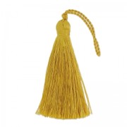 Tassel in silk imitation 70 mm Mustard x1