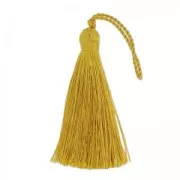 Tassel in silk imitation 70 mm Mustard x1