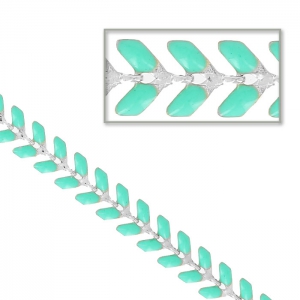 Epoxy resin herringbone chain 6.3 mm Mint silver x 20cm