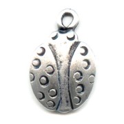 Ladybird charms 16mm Old silver tone x5|raw }}