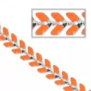 Epoxy resin herringbone chain 6.3 mm Orange Neon silver x 20cm