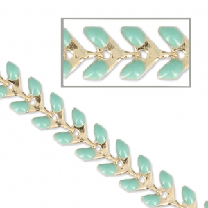 Epoxy resin herringbone chain 6.3 mm Golden Grey Green x 20cm