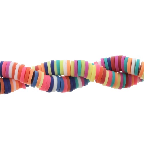 Heishi polymer clay rondelle beads 6x1 mm Multicolor x 39 cm