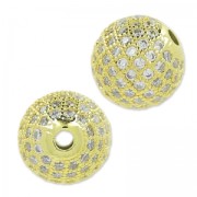 Round with rhinestones 11.5 mm golden tone/Crystal x1