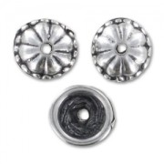 bead cap 9mm Silver tone x6