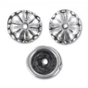 bead cap 9mm Silver tone x6