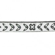 Leather lace flowers and leaves 5 mm silver tone metalized/black x30cm|raw }}