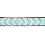 Leather lace flowers and leaves 5 mm silver tone metalized/Turquoise x|raw }}