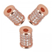 Tube with rhinestones 9x5.5 mm gold tone rose/Crystal x1|raw }}