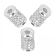 Tube with rhinestones 9x6 mm rhodium/Crystal x1