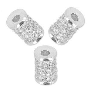 Tube with rhinestones 9x6 mm rhodium/Crystal x1