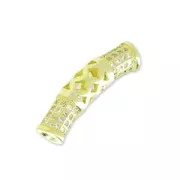 Hollow tube with rhinestones  22x4.5 mm gold tone/Crystal x1
