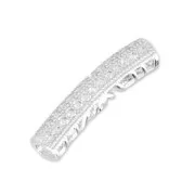 Tube strassé et ajouré 27x6 mm rhodium/Crystal x1