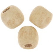 Oval beads with big hole in wood 17x15 mm Natural varnished x20