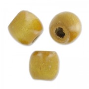 Oval beads with big hole in wood 18x16 mm light braun x20