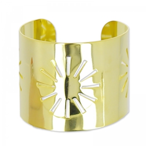 bangle manchette hollow sun 50 mm fine Gold plated x1