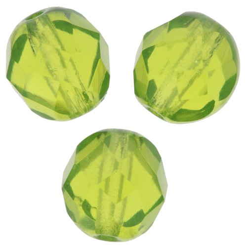 Fire Polished faceted round beads 8mm Olivine  x20