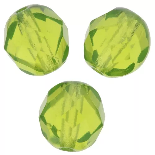 Fire Polished faceted round beads 8mm Olivine  x20