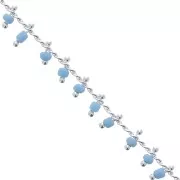Chain with seed beads 1.7 mm Light Turquoise/silver tone x 50cm