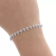 Chain with seed beads 1.7 mm Light Turquoise/silver tone x 50cm