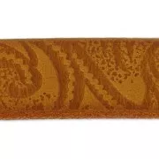 Leather band paisley pattern  15 mm Camel x50cm